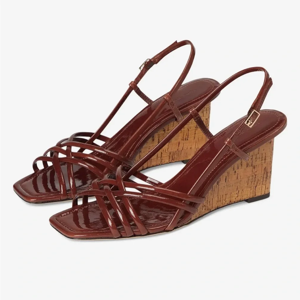 Tory Burch Multi Strap Wedge Sandals 75mm Women's  9.5 nwt